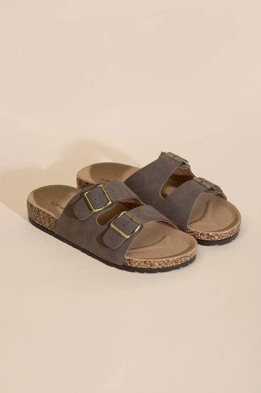 Womens Buckle Strap Slides
