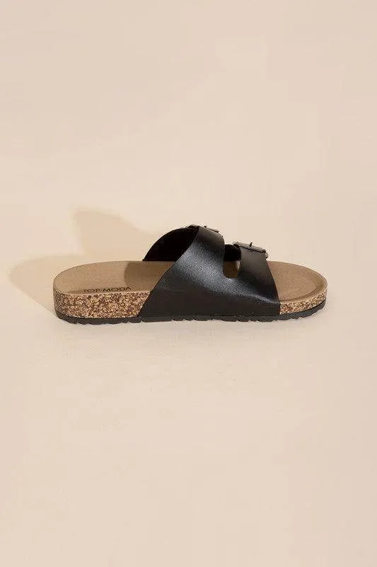 Womens Buckle Strap Slides