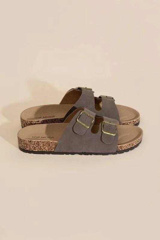Womens Buckle Strap Slides