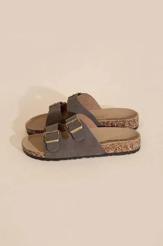Womens Buckle Strap Slides