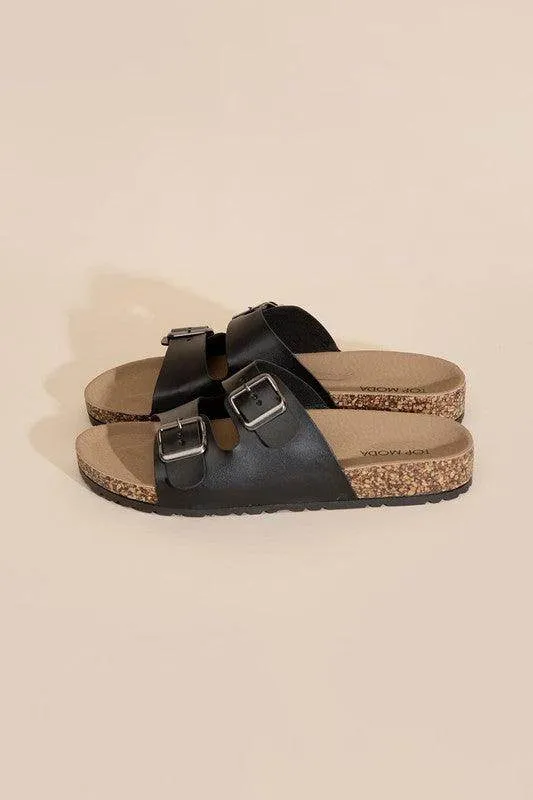 Womens Buckle Strap Slides