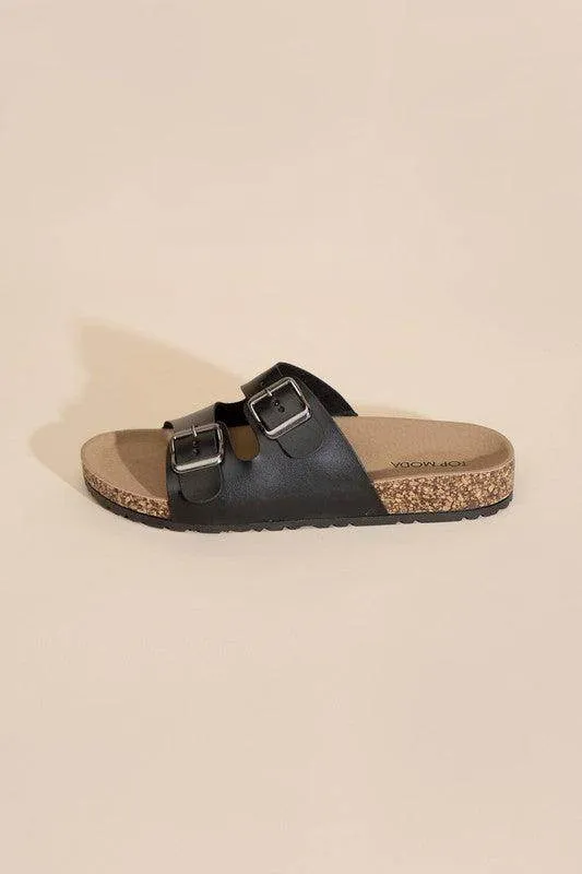 Womens Buckle Strap Slides