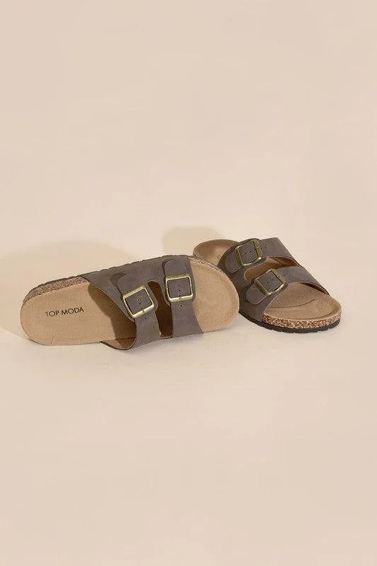 Womens Buckle Strap Slides