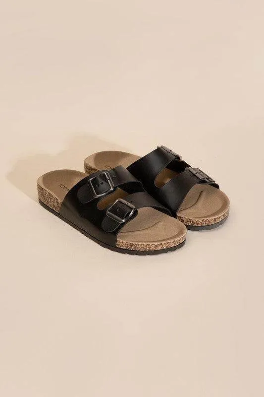 Womens Buckle Strap Slides