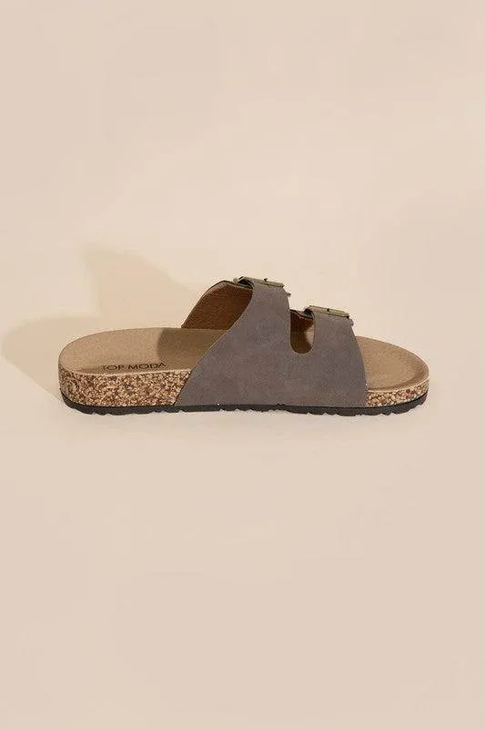 Womens Buckle Strap Slides