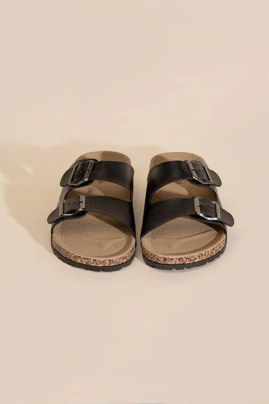 Womens Buckle Strap Slides