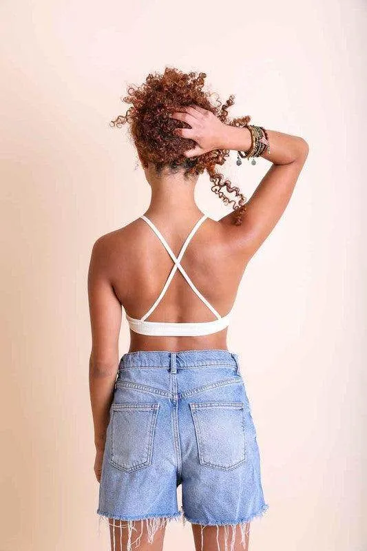 Womens Crochet Lace High Neck Bralette Top