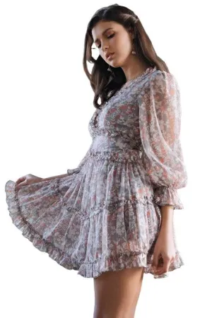 Womens Deep V Neck Ruffle Dress