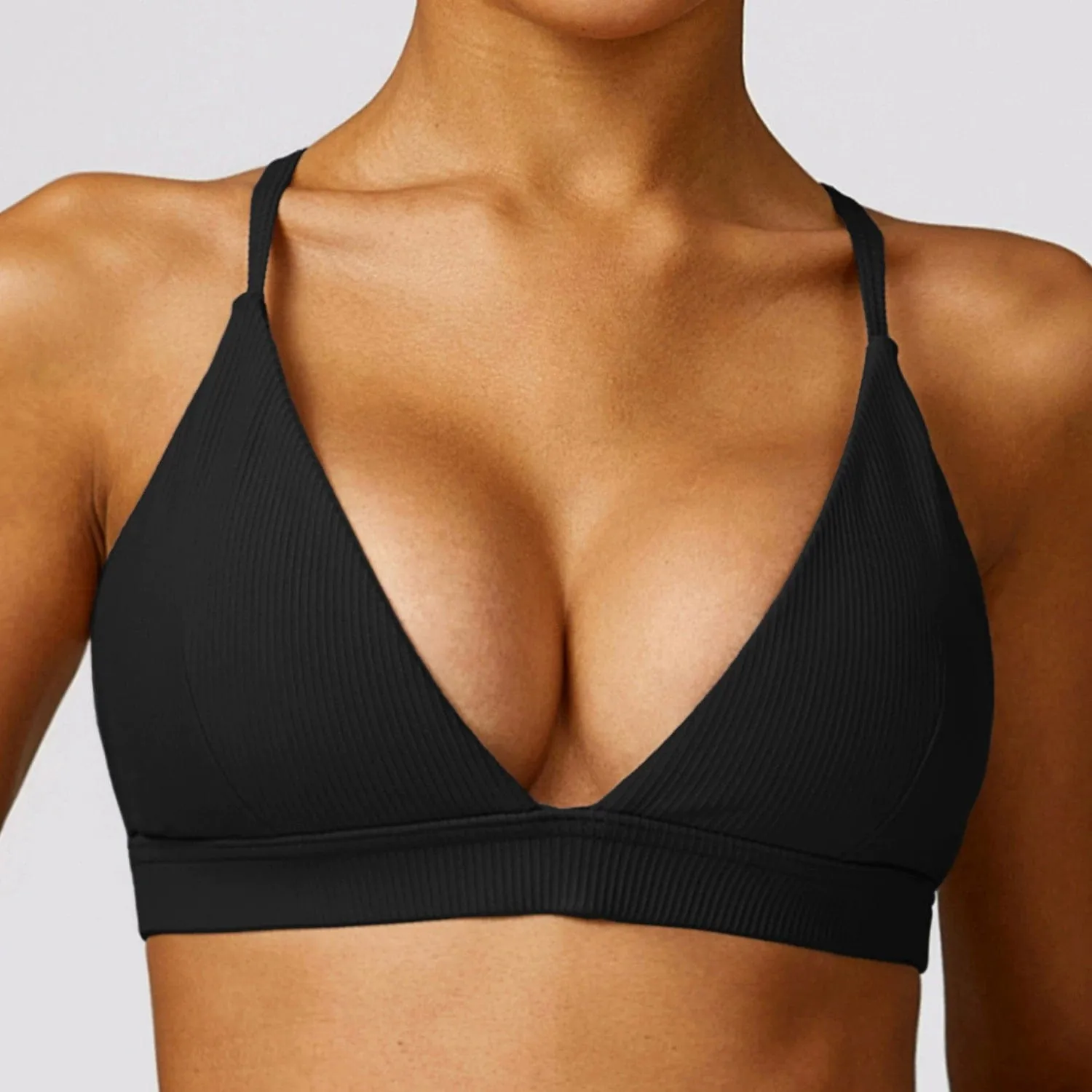 Women's Quick-Drying Yoga Bra Workout Sexy Outerwear Tight Sports Underwear with Chest Pad