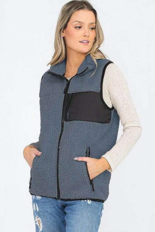 Womens Sherpa Fleece Vest