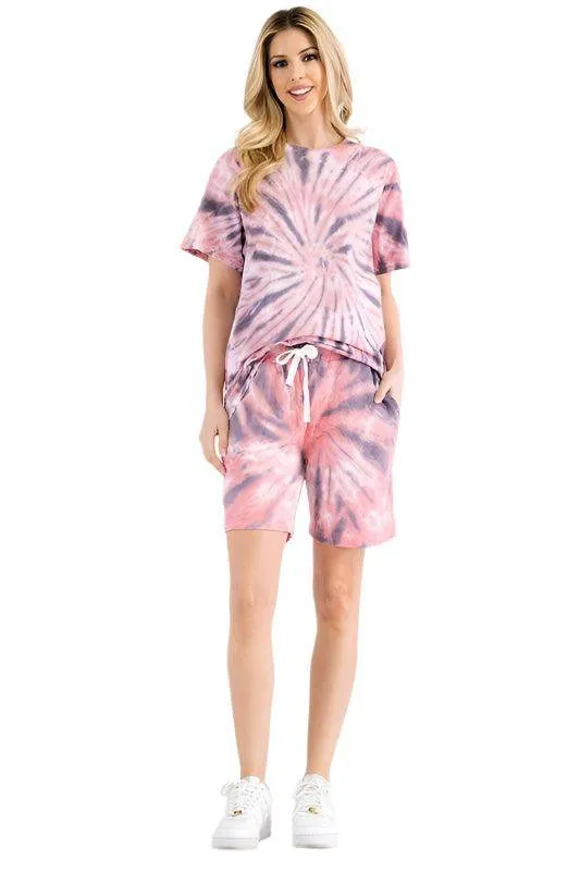 Womens Tye Dye Tee and Short Lounge Set