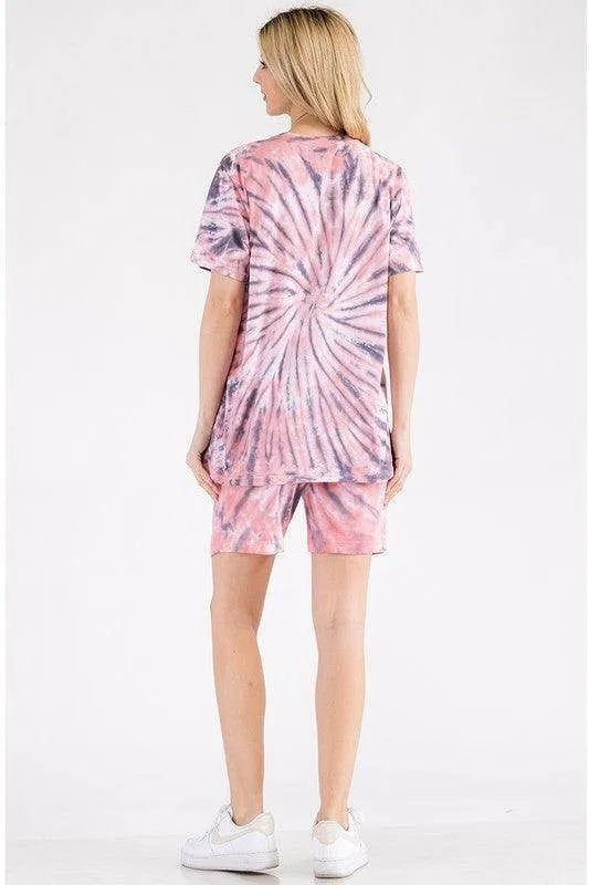 Womens Tye Dye Tee and Short Lounge Set