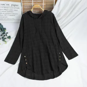 ZANZEA Womens Check Casual Hooded Long Sleeve Baggy Tops Shirts Blouses S2295223