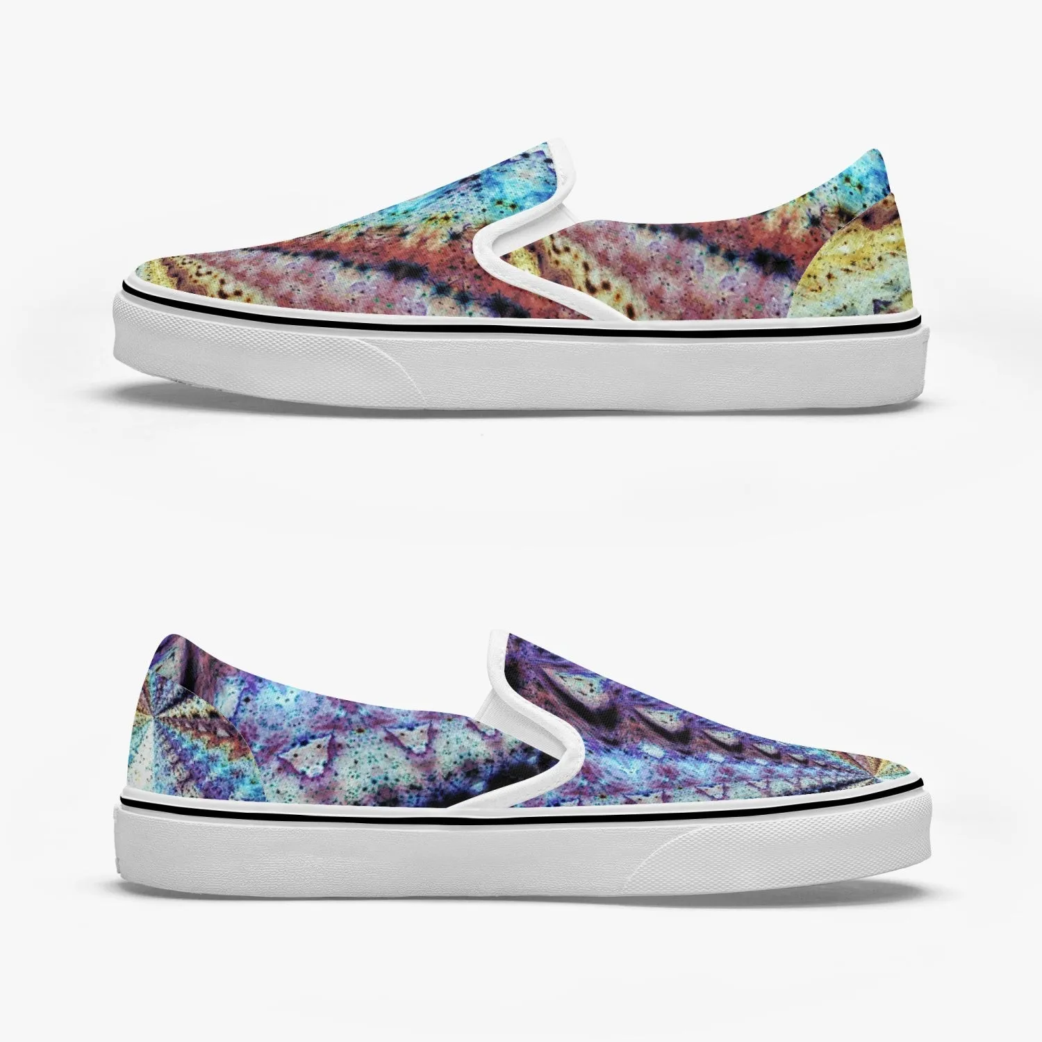 Ziggurat Split-Style Psychedelic Slip-On Shoes